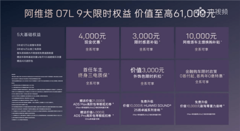 全系标配ADS5、太行三电机最大马力970匹!阿维塔07L上市:限时21.99万起