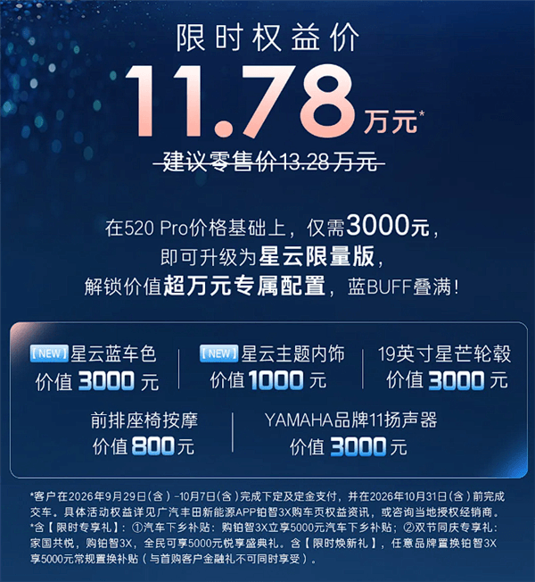 11.78万买国际大厂纯电SUV 广汽丰田铂智3X星云限量版上市